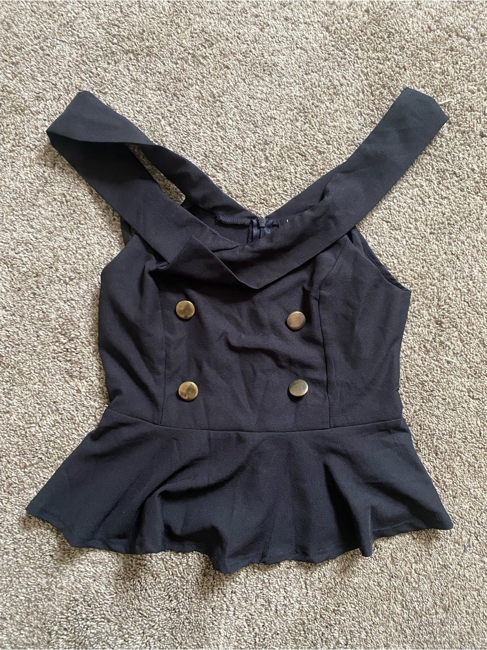 love J Black Double-Breasted Peplum Camisole